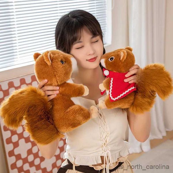 Animais de pelúcia adorbale cabelo peludo grande guarda-chuva cauda brinquedo de pelúcia esquilo realista bonito macio pelúcia animais boneca para meninas crianças presente r231110