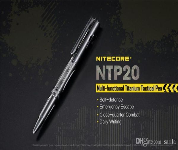 Nitecore ntp20 caneta tática de titânio cnc usinada com recarga alemanha para disjuntor de vidro autodefesa e escrita diária 2372588