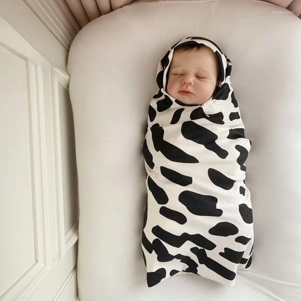 Cobertores Bebê Puro Algodão Quatro Estações Fina Swaddling Lenço Embrulhando Cobertor Cobertor Envolto Com Padrão de Vaca
