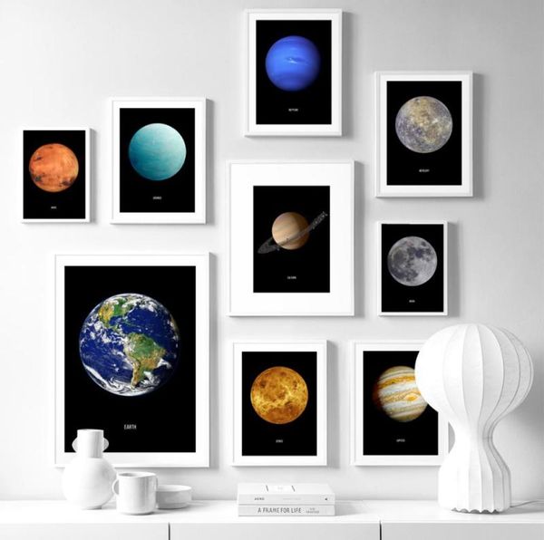 Gemälde Erde Mond Mars Uranus Planet Nordic Poster und Drucke Wandkunst Leinwand Malerei Bild für Wohnzimmer DekorPaintings7241768