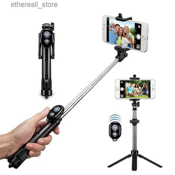 Selfie Einbeinstative 3 in 1 Mini Wireless Bluetooth Stativ Selfie Stick für iPhone/Android faltbare Handheld Monopod Shutter Fernbedienung ausziehbare Selfie Q231110