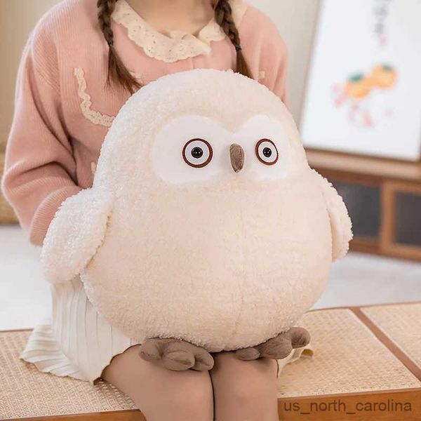 Animali di peluche ripieni Bambola di uccelli Farciti Gufo bianco Cartone animato Peluche grasso come palla Fuzzy Lungo Decor Prop Bambini Decorazione della casa Regalo di Natale