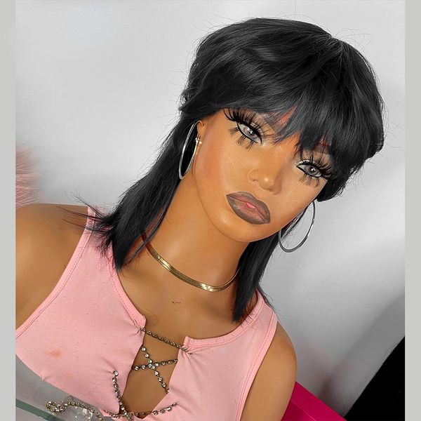 Parrucca corta Bob Pixie Cut Remy Capelli umani brasiliani diritti 180 Densità Parrucche nere / bordeaux rosse per donne nere Pre pizzicate