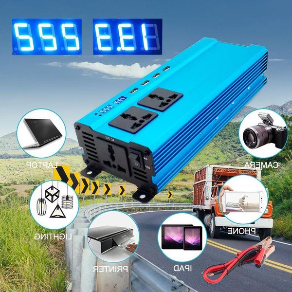 Freeshipping 5000-6000 Watt 4USB Convertitore di alimentazione per auto portatile DC 12V/24V a AC 220V/230V/240V Convertitore adattatore per caricabatterie Voltmetro Univer Jvop