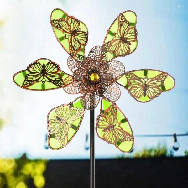 Decorações de jardim estética borboleta moinho de vento decoração resistência ao tempo bela estátua de ferro estacas decorativas para gramado