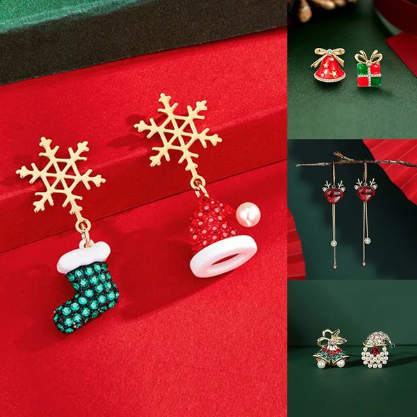 Gestüt Weihnachten Ohrringe Bogen Red Bell Drop Ohrring Asymmetry Party Ohrschmuck Schöne Jahr Weihnachtsgeschenke für Frauen Mädchen 231110