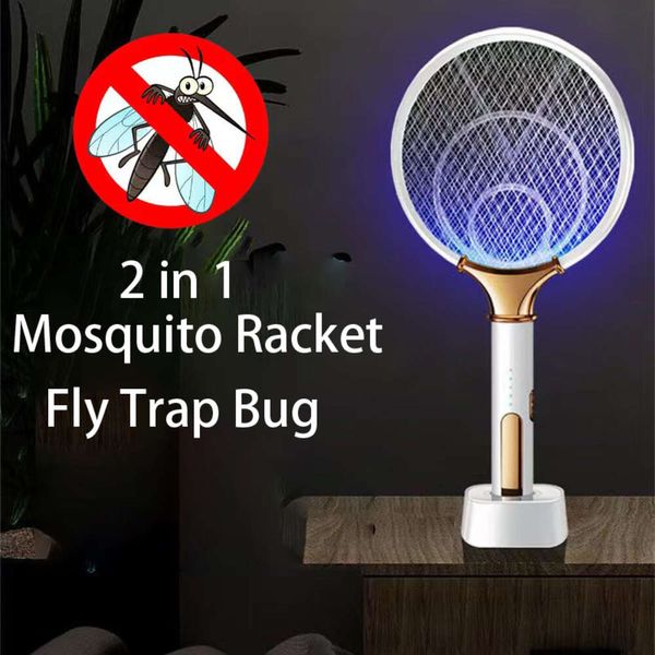 Neue 2 In 1 Elektrische Moskito Schläger USB Aufladbare Fliegen Zapper Klatsche Lampe Elektrische Schock Bug Zapper Falle Fliegen Sommer fliegen Klatsche