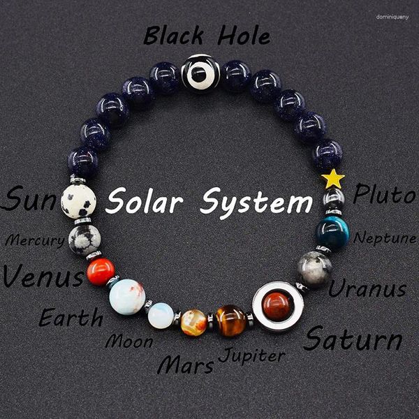 Link Armbänder Acht Planeten Naturstein Perlen Armband Männer Frauen Universum Sonnensystem Guardian Star Handgemachte Paar Schmuck Geschenk