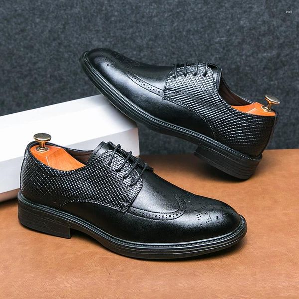 Sapatos de vestido italiano retro masculino brogue estilo britânico negócios genuíno couro casual high-end banquete formal