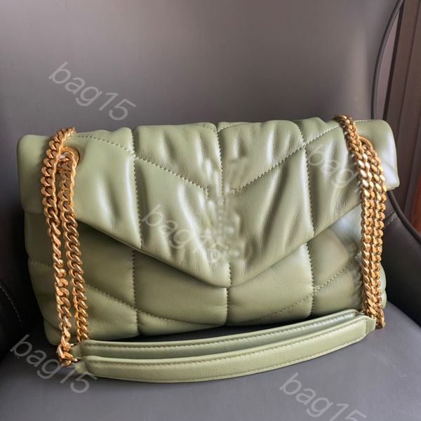 10A Bolsa de designer Bolsa pequena com aba de envelope macio Bolsa de couro de pele de cordeiro acolchoada de alta qualidade Yslbag bolsas artesanais de qualidade Alça de corrente deslizante usada no ombro ou crossbody