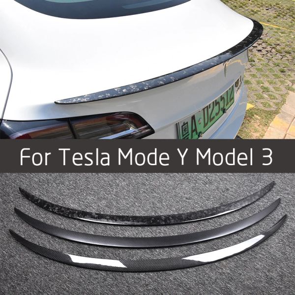 Für Tesla Model 3 Model Y 2017-2023 Echter Carbonfaser-Heckspoiler, Heckflossen, Außenzubehör