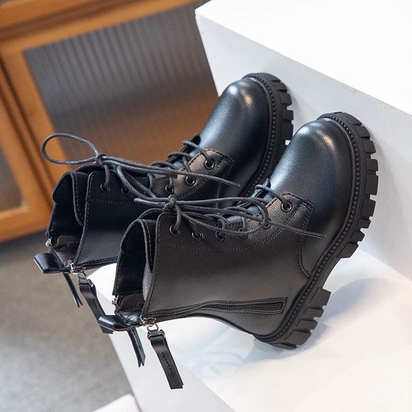 Botlar kızlar botlar moda moda sonbahar siyah serin basit yan fermuar çocuk ayakkabıları podyum için prenses şövalye botları kışlık sevimli 231109