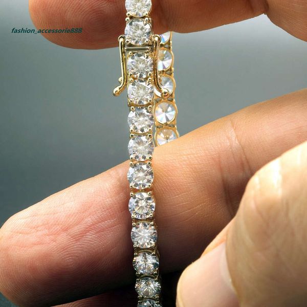 Heißer Verkauf real 10k 14k festes Gold Labor angebautes Diamant -Tenniskette 3mm 4 mm 5 mm Halskettenarmband Männer und Frauen Fein Schmuck Y8GF