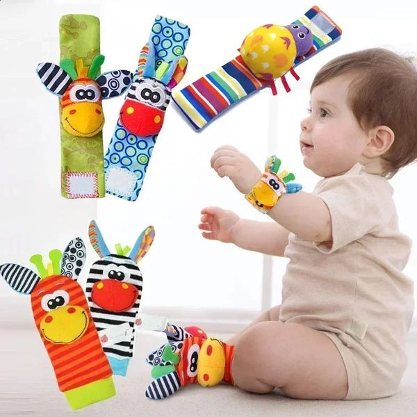 Crianças meias 0 12 meses brinquedo do bebê chocalhos brinquedos animal pulseira chocalho pé bug chupeta 231109