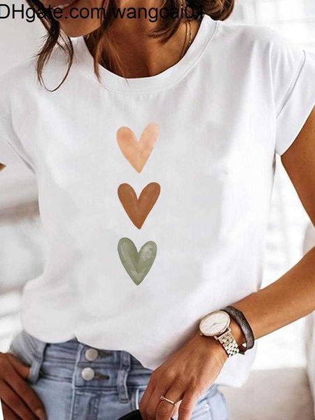 T-shirt da uomo Short Seve Casual Ladies Fashion Fa Graphic Tee Donna Love Heart Trend Sweet Print Summer T Abbigliamento T-shirt 4103