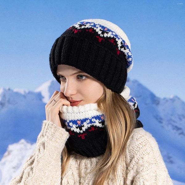 Berretti Cappelli invernali lavorati a maglia Sciarpa da ciclismo Berretto caldo antivento Cappello lavorato a maglia Bohemien Copricapo per adulti Sciarpe alla moda Berretti