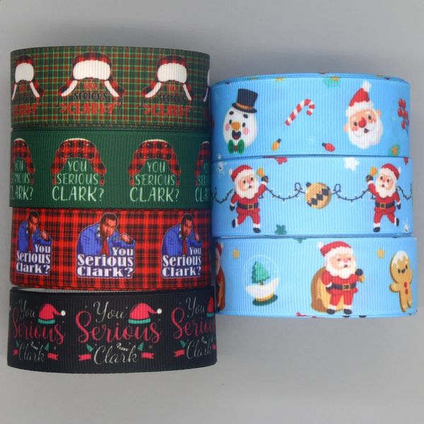 Confezione regalo DUWES 50 metri Natale Clark Babbo Natale stampato Nastro in grosgrain Accessori Materiale Copricapo Decorazione Mestiere di cucito fai da te D2217 231109