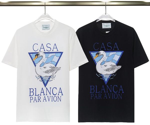 klassisches weißes Casa Designer T-Shirt Sommer Kurzarm Schwanendruck Casablanca Frauen Männer T-Shirt PAR AVION T-Shirt Herrenkleidung