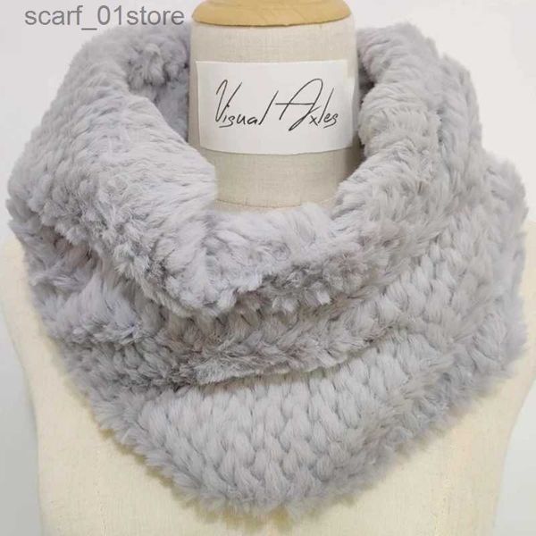 Schals Künstlicher Kaninchenfell-Infinity-Schal für Damen, luxuriöser grauer Loop-Schal, La Outdoor, warmer Kunstpelz-Snood, Schal, Foulard, L231110