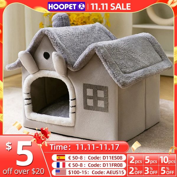 Canis Canetas HOOPET Estilo Casa de Cachorro Telhado Duplo Animal Forma Casa para Gatos Cães Pequenos Pet Confortável Cama de Dormir Cat Nest Bed Suprimentos 231109