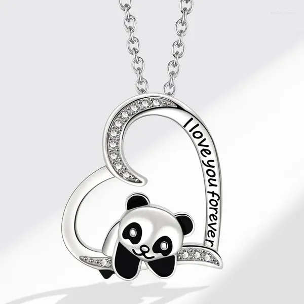 Ciondoli KOFSAC Tesoro nazionale Panda Collana per donna Moda Cuore Carino gioielli in argento sterling 925 Anniversario Regalo di compleanno