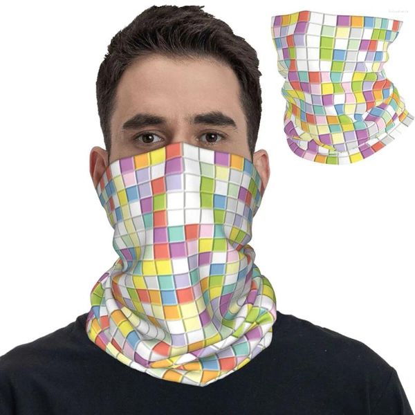 Eşarplar Renkli Tuğla Blok Geometrisi Mahkem Bandana Boyun Kapak Maskesi Eşarp Yürüyüş Balaclava UNISEX RUNFAY