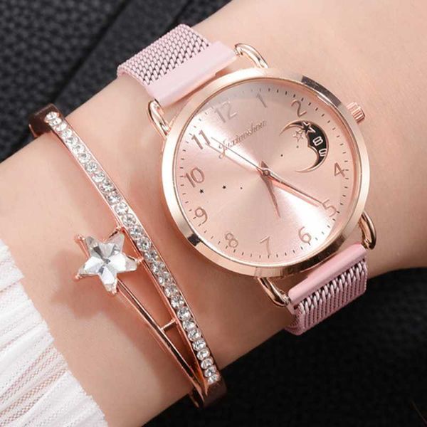 Relógios de punho Magnet Fivele Crescent Shape Women Women With Calendar Luxury Ladies Alloy Quartz Watches Clock Gifts Relogio Feminino OROLOGIO