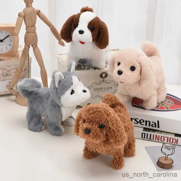 Animali di peluche ripieni Cane giocattolo per bambini che cammina scodinzolando Peluche Animali domestici elettronici interattivi Cuccioli Giocattoli per ragazze Ragazzi Regalo di Natale R231110