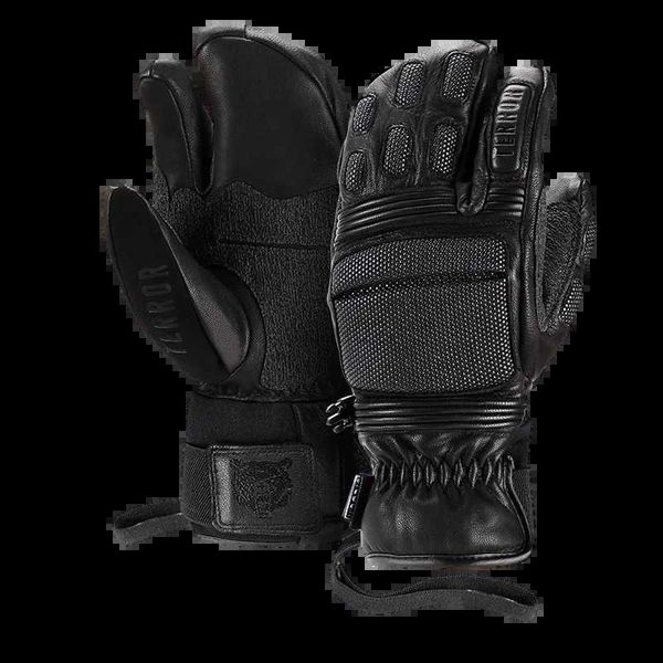 Ski Gloves Men's Terror Competitor Leather Kevlar Palm TERROR Snowboard Ski Gloves Are Thickened Waterproof Three-fingered Gloves Cycling zln231110