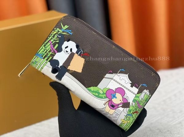 Portafoglio da uomo Borsa da donna modello Panda borsa da donna di lusso Designer puri Porta carte classico Portafoglio singolo con fiore Borsa con lettera originale antipolvere impermeabile e borsa M60017