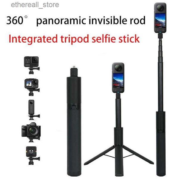 Monopiés para selfies El trípode/palo para selfies integrado se adapta a la serie de cámaras panorámicas Insta360 x3 ONE X2 RS/Gopro 11/Action 4 Selfie Stick hid Q231110