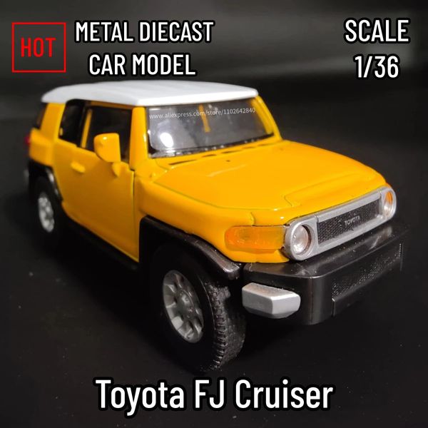 Aeronave Modle 1/36 Modelo de Carro FJ Cruiser Escala Metal Diecast Réplica Home Office Miniatura Arte Veículo Hobby Decoração Kid Boy Toy 231109