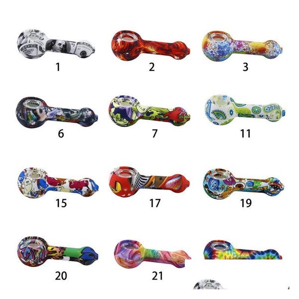 Cachimbos de fumar Sile Hand Pipe Mti Designs Water Tobacco Cartoon Figura para erva seca portátil inquebrável entrega de gota em casa jardim ho otwto