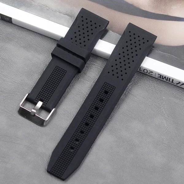 Assista Bandas Moda Casual Masculino Soft Silicone Strap 22mm Senhoras À Prova D 'Água Esportes Natural Borracha Fivela Acessórios