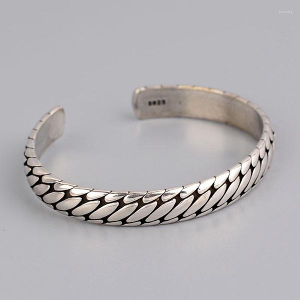 Armreif Silber Farbe Reifen Muster Armband Armreifen für Frauen Männer Retro Hip Hop koreanischen Schmuck