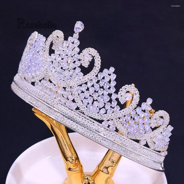 Haarspangen ROSABELLA Europäische märchenhafte glamouröse Kristallkronen Tiaras Zirkonia Kopfschmuck Braut Stirnband Hochzeit Kopfschmuck