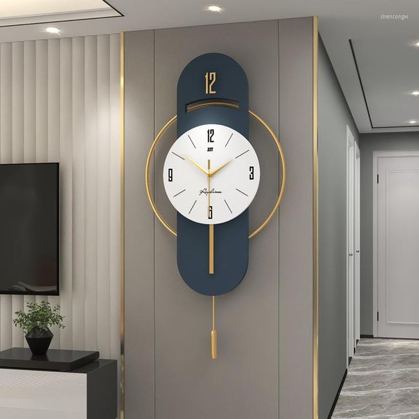 Relógios de parede relógio de luxo simples design moderno metal silencioso decorações de sala de estar de escritório regulação de parede