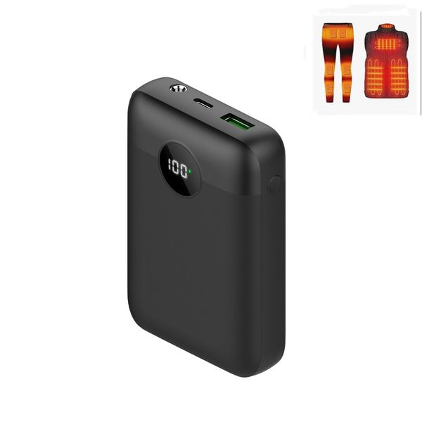 Batteria ricaricabile DC 7,4 V 2,4 A, Power Bank 10000 mAh, caricabatterie portatile con display LCD con cavo di ricarica rapida USB-C, caricabatterie per telefono per iPhone, Android