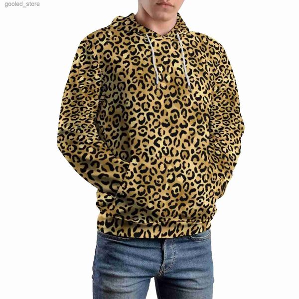 Herren Hoodies Sweatshirts Blau und Gold Leopard Lose Hoodies Animal Print Street Style Hoodie Männer Langarm Trendy Bedruckte Sweatshirts Plus Size Q231110