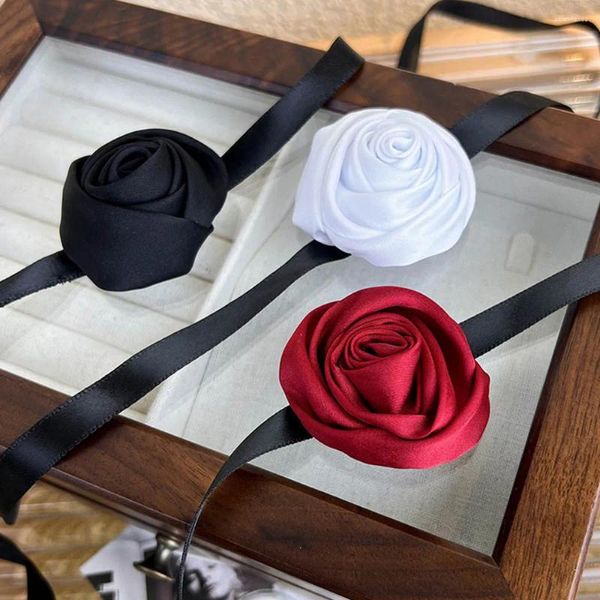 Girocollo gotico elegante nero rosso grande rosa fiore donna nuziale regolabile catena clavicola collana gioielli per feste accessori regalo