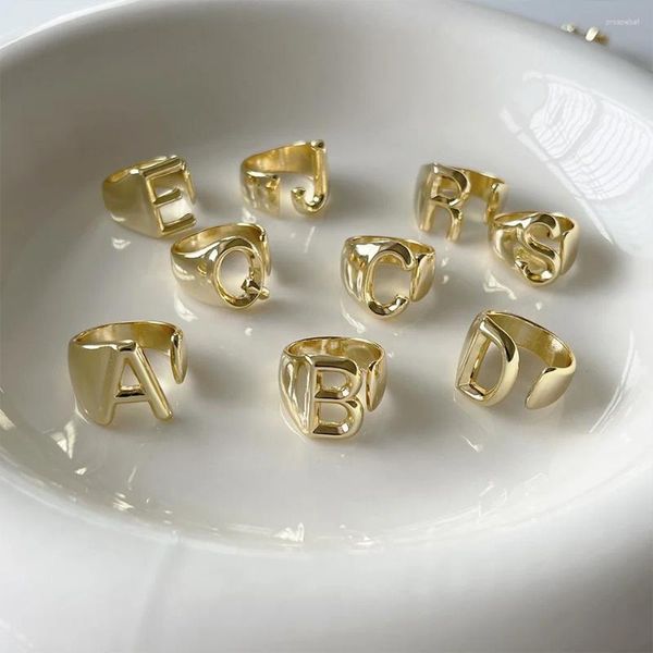 Cluster-Ringe Ganxin A-Z Brieföffnungsring 2023 Stilvolle Gold- und Silberfarbe Metallschmuck DIY Handgemachte Punk Einstellbar für Frauen