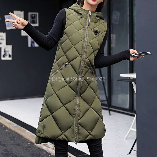 Designer Fashion Gilet da donna Felpe con cappuccio Giacca classica Gilet di cotone da donna Autunno Inverno Lungo Canotta coreana Grande cappotto con cappuccio ispessito Capispalla Parka Star1922