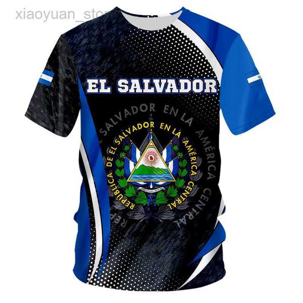 Мужские футболки El Salvador футболка DIY Custom Slv Frush Flag Flag испанский республика El Salvador Photo Clothing Негабаритная синяя страна Flag M230409