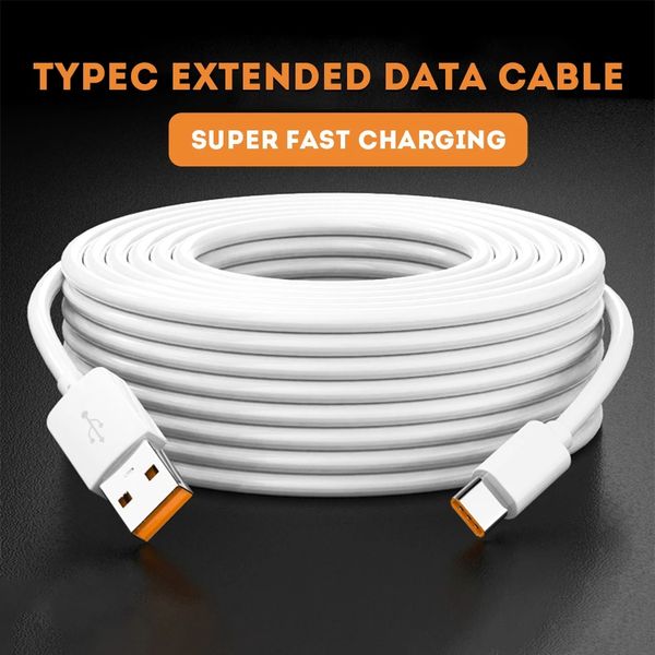 1m/2m/3m Super Long USB Tipo C Cabo de carregamento Extra Longo Fio Charger Wire Fire para Xiaomi Samsung Huawei TypeC Telefone celular