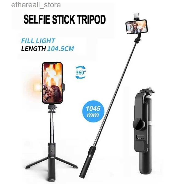 Selfie Monopods Universal Telescópico Sem Fio Bluetooth Selfie Stick Dobrável Tripé Mini Obturador Controle Remoto Para IOS Android Smartphones Q231110