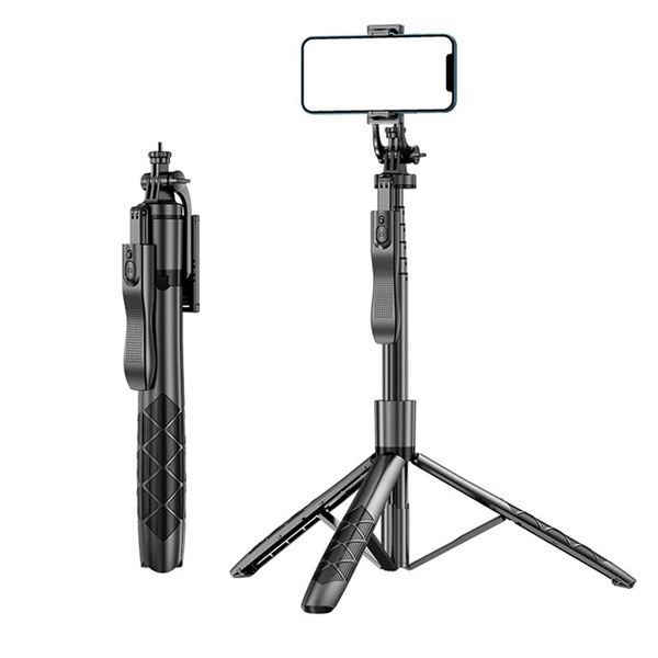 Selfie Stick Telefone Tripé anti-jitter telescópico com controle remoto de controle remoto Liga de alumínio 360 ° Rotativo para iPhone Android Camera