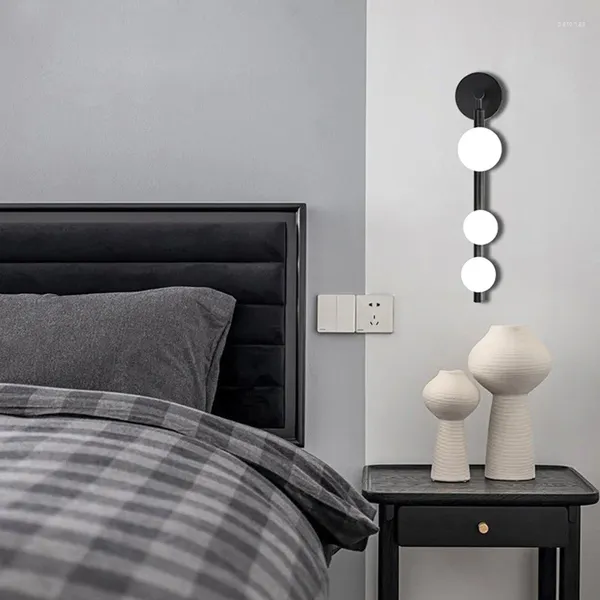 Lampada da parete montata applique nera letto Penteadeira Camarim Merdiven Smart Blue Light Bagno retrò