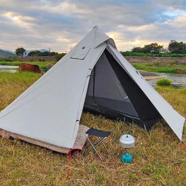 Tendas e abrigos Camping Teepee Tent Outdoor Pirâmide Pessoas Solteiras Tipi para Caminhadas Piquenique