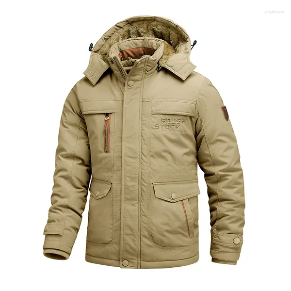 Erkek Ceketler Erkek Taktik Polar ceket termal sıcak iş katları Erkek Cepler Kapşonlu Yürüyüş Söndürülebilir Şapka Kalın Gözlük Rüzgar Debeker