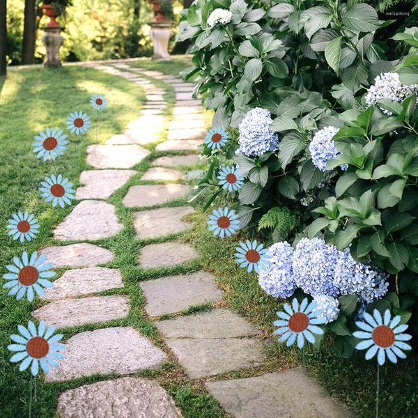 Decorazioni da giardino 5 pezzi in tessuto girasole artigianato decorativo paletti ornamento prato esterno scultura decorazione pianta vaso di fiori decorazione